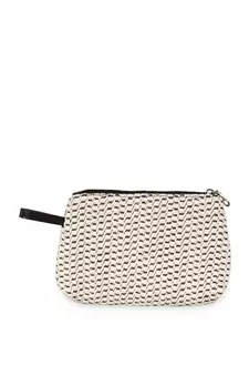 Anekaant Classy Natural & brown Cotton Matte Cosmetic Pouch