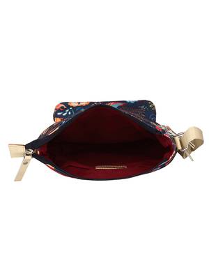 Modish Digital Printed Canvas & PU Sling Bag Navy & Multi 5