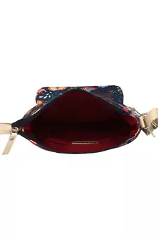 Modish Digital Printed Canvas & PU Sling Bag Navy & Multi
