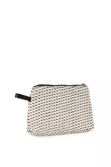 Anekaant Classy Natural & brown Cotton Matte Cosmetic Pouch