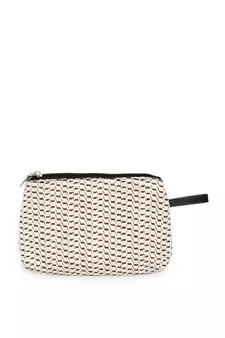 Anekaant Classy Natural & brown Cotton Matte Cosmetic Pouch