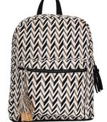 Anekaant Chevron Cotton Canvas Backpack Beige & Black