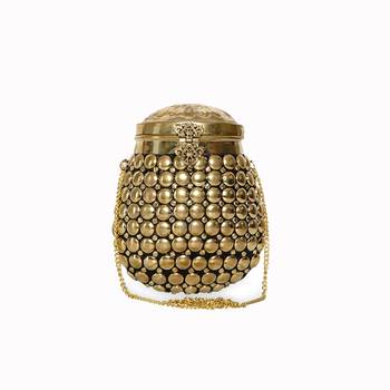 Anekaant Cask Mosaic Metal Clutch Gold 1