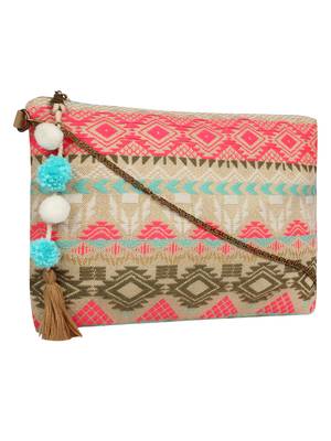 Anekaant Raster Multi Cotton Woven Jacquard Sling Bag 2