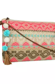 Anekaant Raster Multi Cotton Woven Jacquard Sling Bag