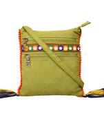 Frill Green Canvas Tassel Sling Bag