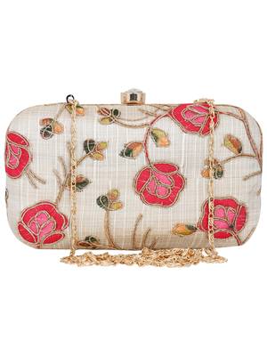 Miniaudiere White and Multicoloured Evening Clutch Bag 1