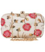 Miniaudiere White and Multicoloured Evening Clutch Bag