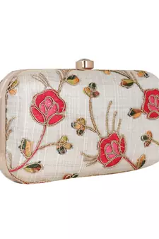 Miniaudiere White and Multicoloured Evening Clutch Bag