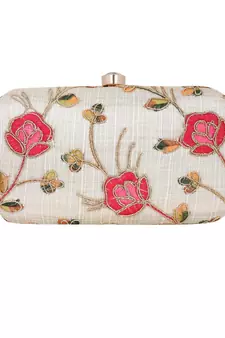 Miniaudiere White and Multicoloured Evening Clutch Bag