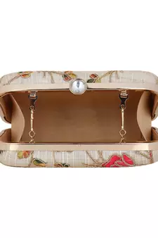 Miniaudiere White and Multicoloured Evening Clutch Bag