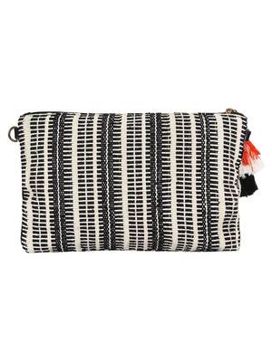 Facilitate Black and white Jacquard cotton Sling Bag 3