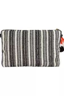 Facilitate Black and white Jacquard cotton Sling Bag