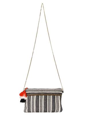 Facilitate Black and white Jacquard cotton Sling Bag 4