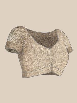 Grey Woven Organza Saree With Blouse 5