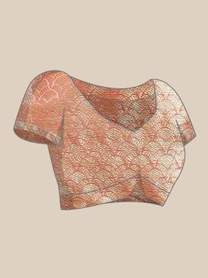 Pink Woven Organza Saree With Blouse 5