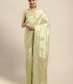 Light green woven organza saree with blouse