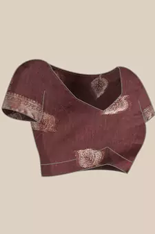 Chocolate Woven Linen Saree With Blouse