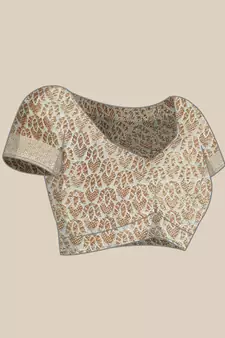 Sky Blue Woven Linen Saree With Blouse