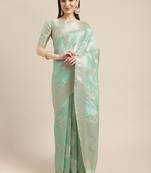 Light green woven organza saree with blouse