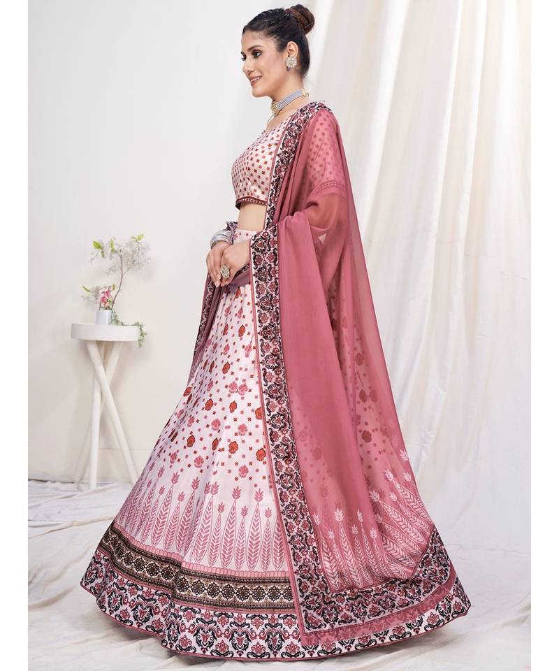 Fancy Pink Digital Printed Banglori Silk Lehenga Choli