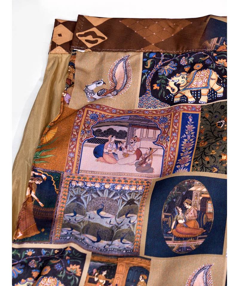 Brown Digital Printed Banglori Silk Lehenga Choli