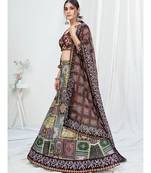 Brown or Multi Digital Printed Banglori Silk Lehenga Choli