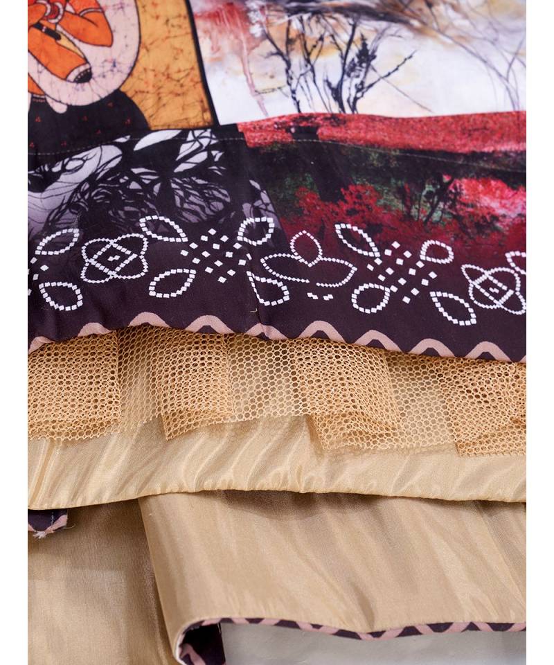 Antique Brown Digital Printed Banglori Silk Lehenga Choli
