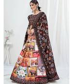 Antique Brown Digital Printed Banglori Silk Lehenga Choli