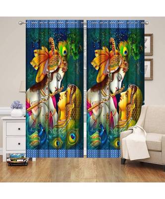 Digital printed Polyester Curtain set of 2 pcs stitched and fitted with eyelet By FRIMERR 2