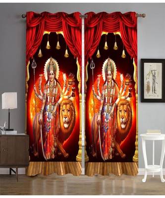 Digital printed Polyester Curtain set of 2 pcs stitched and fitted with eyelet By FRIMERR 1
