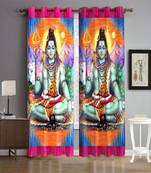 Digital printed Polyester Curtain set of 2 pcs stitched and fitted with eyelet By FRIMERR
