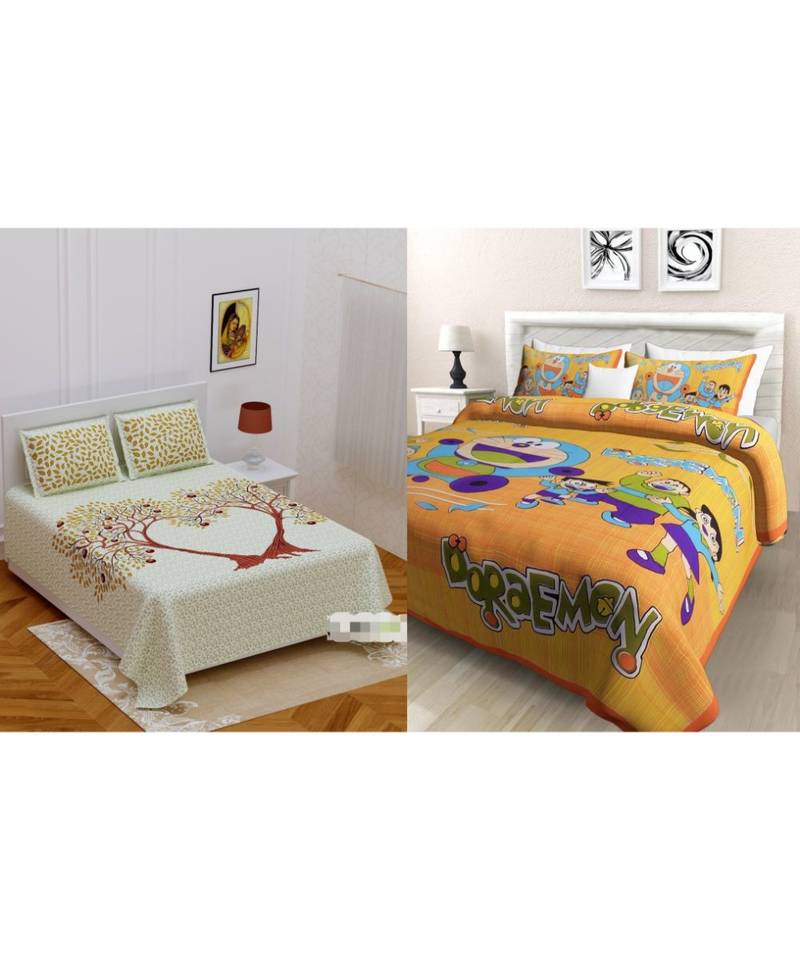 Indian Bedsheet Combo The set includes both the bedsheet and pillow