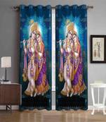 Digital printed Polyester Curtain set of 2 pcs stitched and fitted with eyelet By FRIMERR