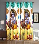 Digital printed Polyester Curtain set of 2 pcs stitched and fitted with eyelet By FRIMERR
