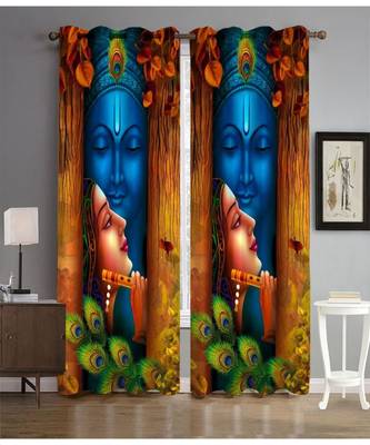 Digital printed Polyester Curtain set of 2 pcs stitched and fitted with eyelet By FRIMERR 1