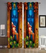 Digital printed Polyester Curtain set of 2 pcs stitched and fitted with eyelet By FRIMERR