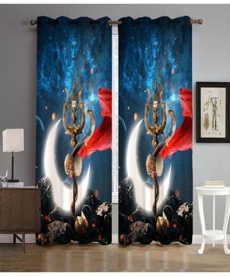 Digital printed Polyester Curtain set of 2 pcs stitched and fitted with eyelet By FRIMERR 1