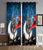 Digital printed Polyester Curtain set of 2 pcs stitched and fitted with eyelet By FRIMERR