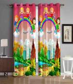 Digital printed Polyester Curtain set of 2 pcs stitched and fitted with eyelet By FRIMERR