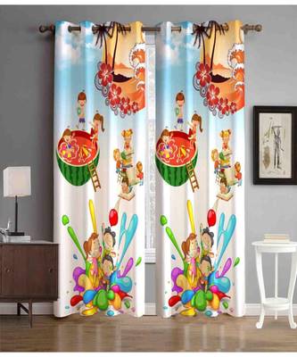 Digital printed Polyester Curtain set of 2 pcs stitched and fitted with eyelet By FRIMERR 1