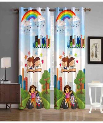 Digital printed Polyester Curtain set of 2 pcs stitched and fitted with eyelet By FRIMERR 1