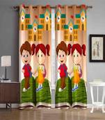 Digital printed Polyester Curtain set of 2 pcs stitched and fitted with eyelet By FRIMERR