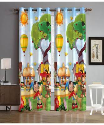 Digital printed Polyester Curtain set of 2 pcs stitched and fitted with eyelet By FRIMERR 1