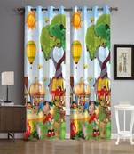 Digital printed Polyester Curtain set of 2 pcs stitched and fitted with eyelet By FRIMERR