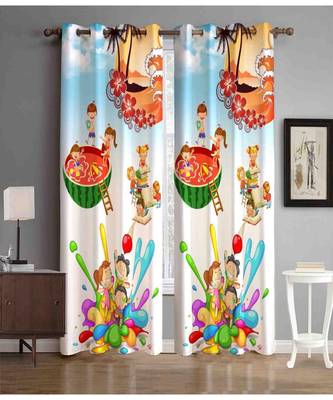 Digital printed Polyester Curtain set of 2 pcs stitched and fitted with eyelet By FRIMERR 1