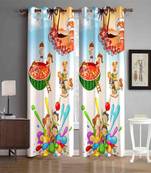 Digital printed Polyester Curtain set of 2 pcs stitched and fitted with eyelet By FRIMERR