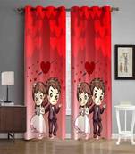Digital printed Polyester Curtain set of 2 pcs stitched and fitted with eyelet By FRIMERR