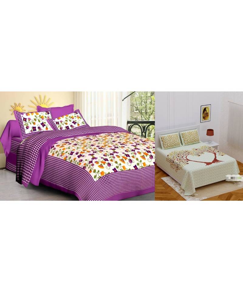 Indian Bedsheet Combo The set includes both the bedsheet and pillow