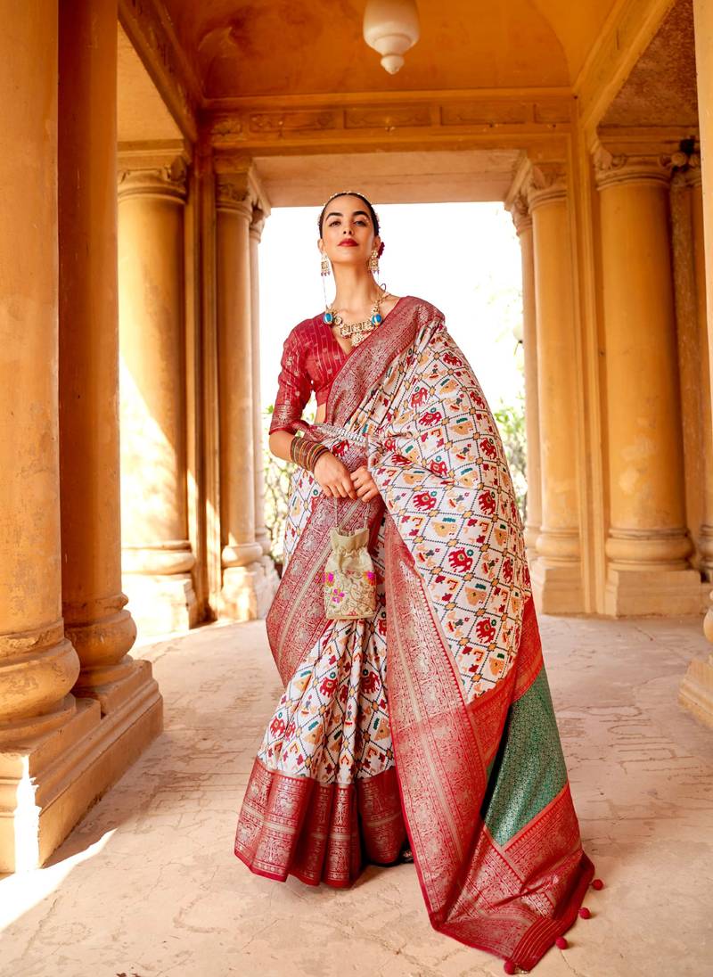white patola   saree & blouse